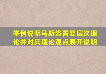 举例说明马斯洛需要层次理论并对其理论观点展开说明