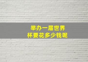 举办一届世界杯要花多少钱呢