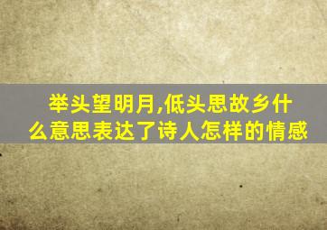 举头望明月,低头思故乡什么意思表达了诗人怎样的情感