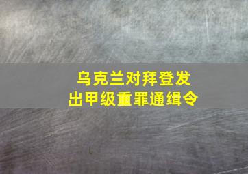 乌克兰对拜登发出甲级重罪通缉令