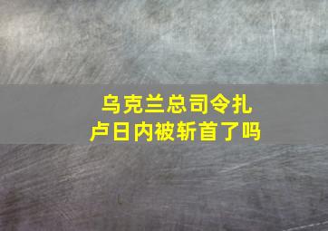 乌克兰总司令扎卢日内被斩首了吗