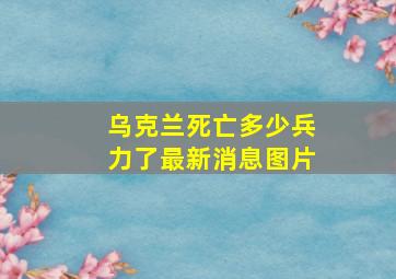 乌克兰死亡多少兵力了最新消息图片