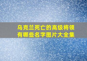 乌克兰死亡的高级将领有哪些名字图片大全集