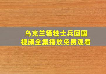 乌克兰牺牲士兵回国视频全集播放免费观看