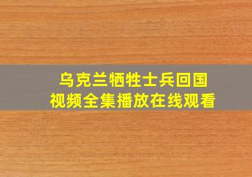 乌克兰牺牲士兵回国视频全集播放在线观看