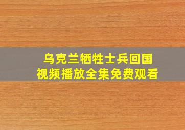 乌克兰牺牲士兵回国视频播放全集免费观看