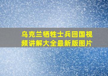 乌克兰牺牲士兵回国视频讲解大全最新版图片