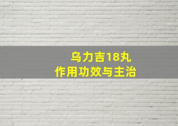 乌力吉18丸作用功效与主治