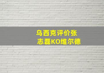 乌西克评价张志磊KO维尔德