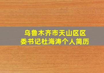 乌鲁木齐市天山区区委书记杜海涛个人简历