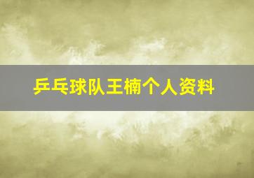 乒乓球队王楠个人资料