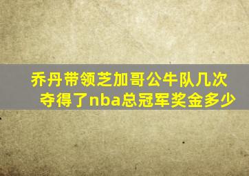 乔丹带领芝加哥公牛队几次夺得了nba总冠军奖金多少