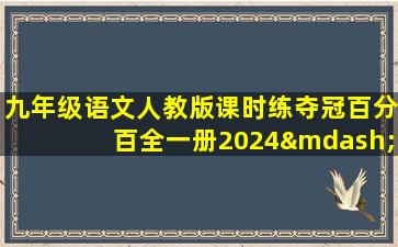 九年级语文人教版课时练夺冠百分百全一册2024—2025