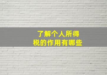 了解个人所得税的作用有哪些