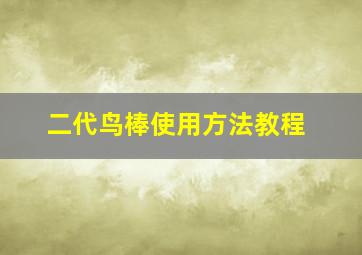 二代鸟棒使用方法教程