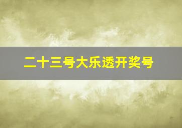 二十三号大乐透开奖号