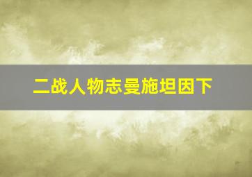 二战人物志曼施坦因下