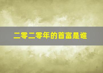 二零二零年的首富是谁