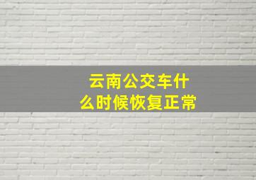 云南公交车什么时候恢复正常