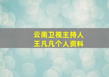 云南卫视主持人王凡凡个人资料