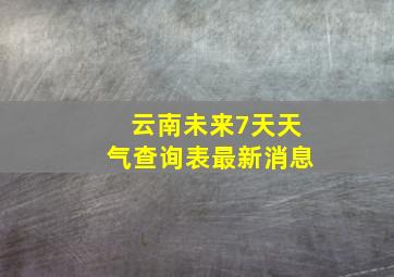 云南未来7天天气查询表最新消息