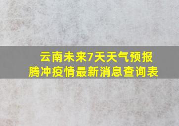 云南未来7天天气预报腾冲疫情最新消息查询表