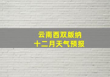 云南西双版纳十二月天气预报