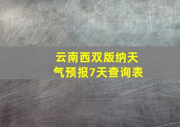 云南西双版纳天气预报7天查询表