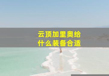 云顶加里奥给什么装备合适