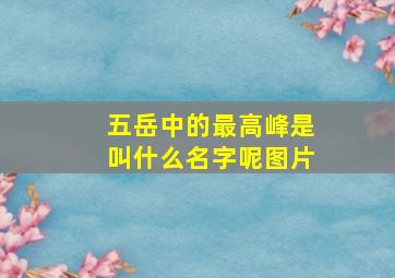 五岳中的最高峰是叫什么名字呢图片