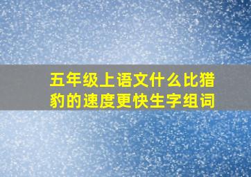 五年级上语文什么比猎豹的速度更快生字组词