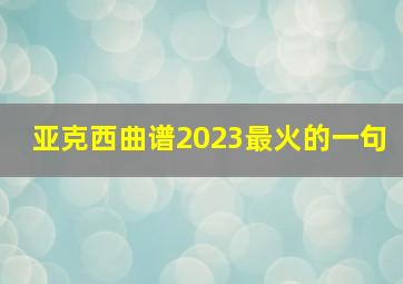 亚克西曲谱2023最火的一句