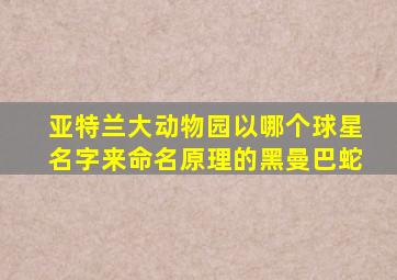 亚特兰大动物园以哪个球星名字来命名原理的黑曼巴蛇