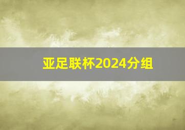 亚足联杯2024分组