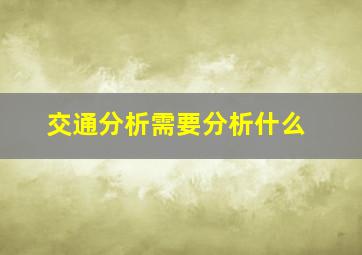 交通分析需要分析什么