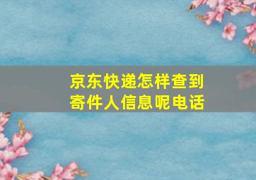 京东快递怎样查到寄件人信息呢电话