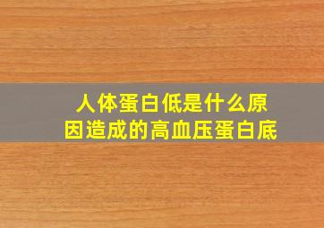 人体蛋白低是什么原因造成的高血压蛋白底