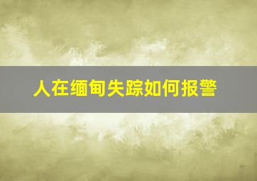 人在缅甸失踪如何报警