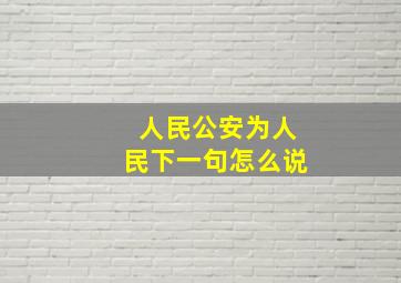 人民公安为人民下一句怎么说