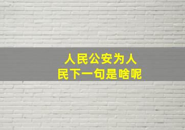 人民公安为人民下一句是啥呢