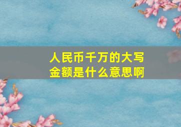 人民币千万的大写金额是什么意思啊