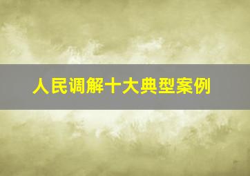 人民调解十大典型案例