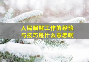 人民调解工作的经验与技巧是什么意思啊