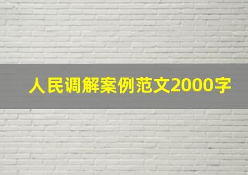 人民调解案例范文2000字