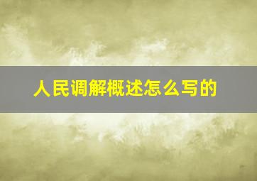 人民调解概述怎么写的