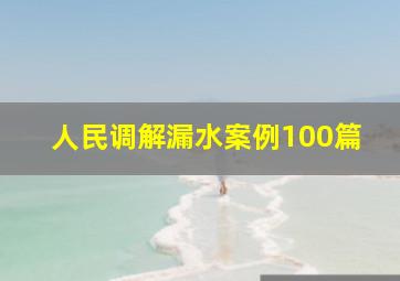 人民调解漏水案例100篇