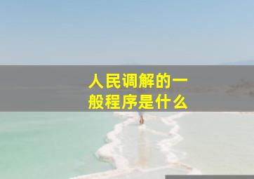 人民调解的一般程序是什么