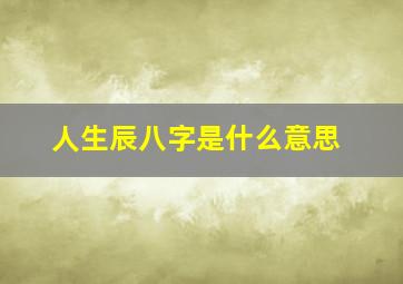 人生辰八字是什么意思