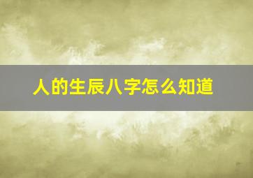 人的生辰八字怎么知道