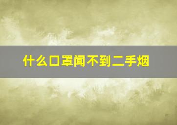 什么口罩闻不到二手烟